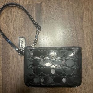 Black Coach Corner Zip Wristlet